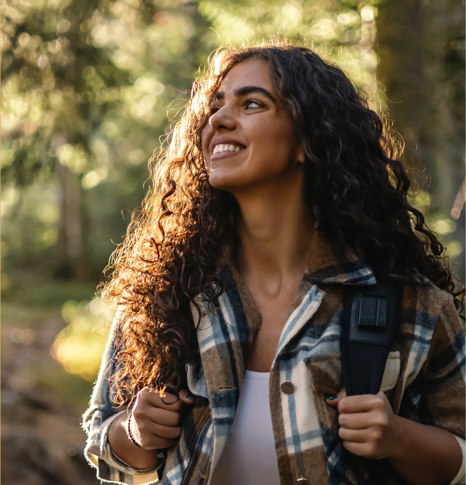 Woman looking up with hope