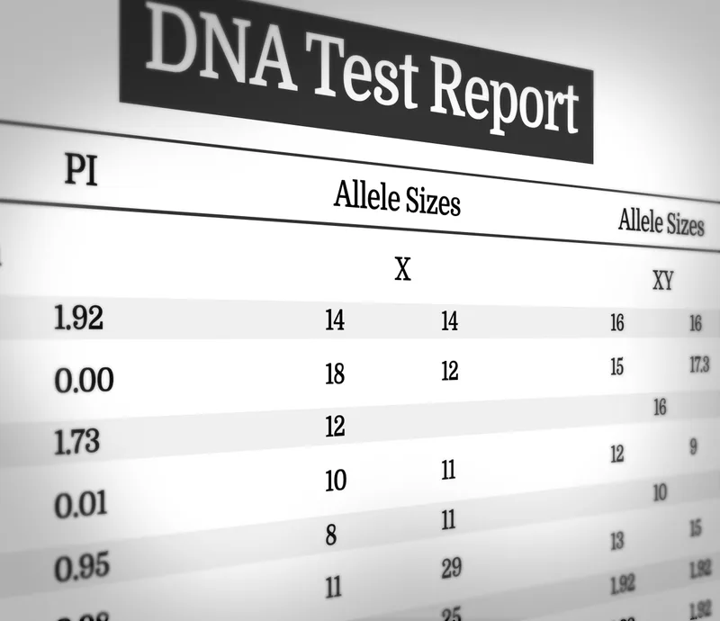 A DNA test report on a white desk