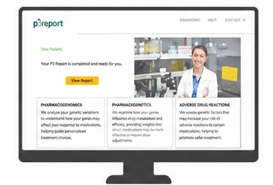 The p3report patient portal showing a completed report ready to view